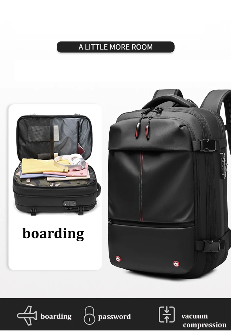 Men Travel Backpack Vacuum Compression Laptop Backpack 17 inch Extended Large Capacity School Backpack Hiking Business Backpack