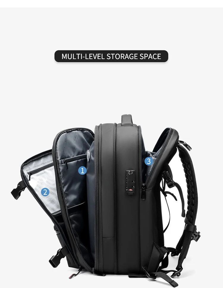 Men Travel Backpack Vacuum Compression Laptop Backpack 17 inch Extended Large Capacity School Backpack Hiking Business Backpack