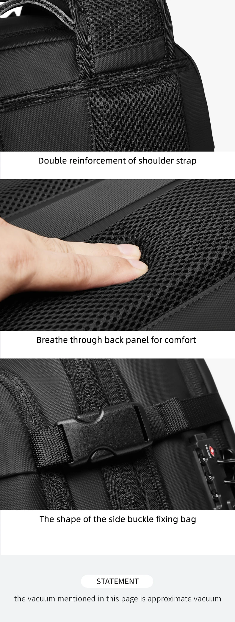 Men Travel Backpack Vacuum Compression Laptop Backpack 17 inch Extended Large Capacity School Backpack Hiking Business Backpack