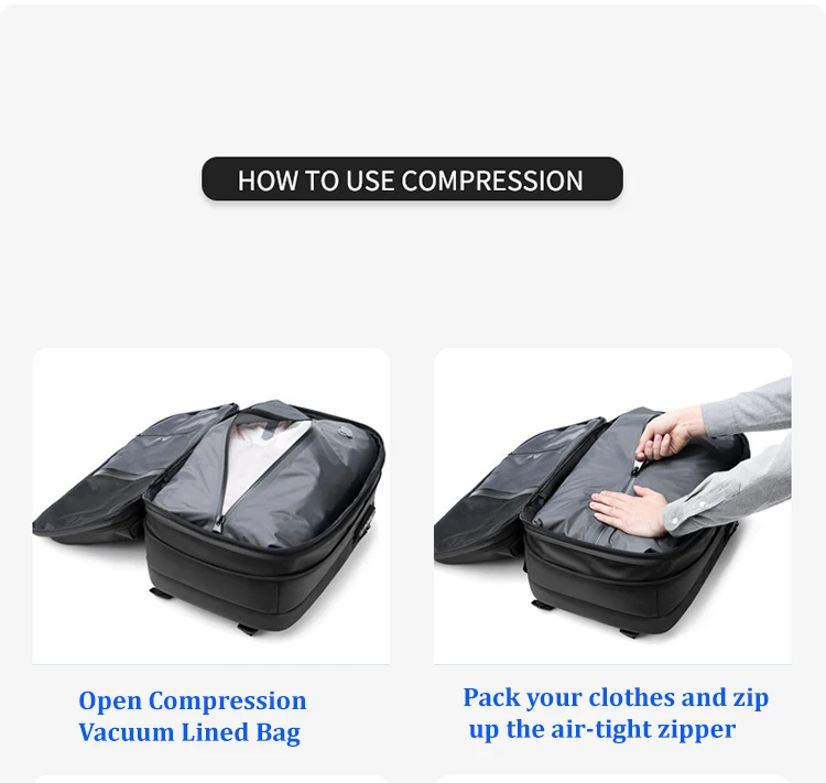 Men Travel Backpack Vacuum Compression Laptop Backpack 17 inch Extended Large Capacity School Backpack Hiking Business Backpack