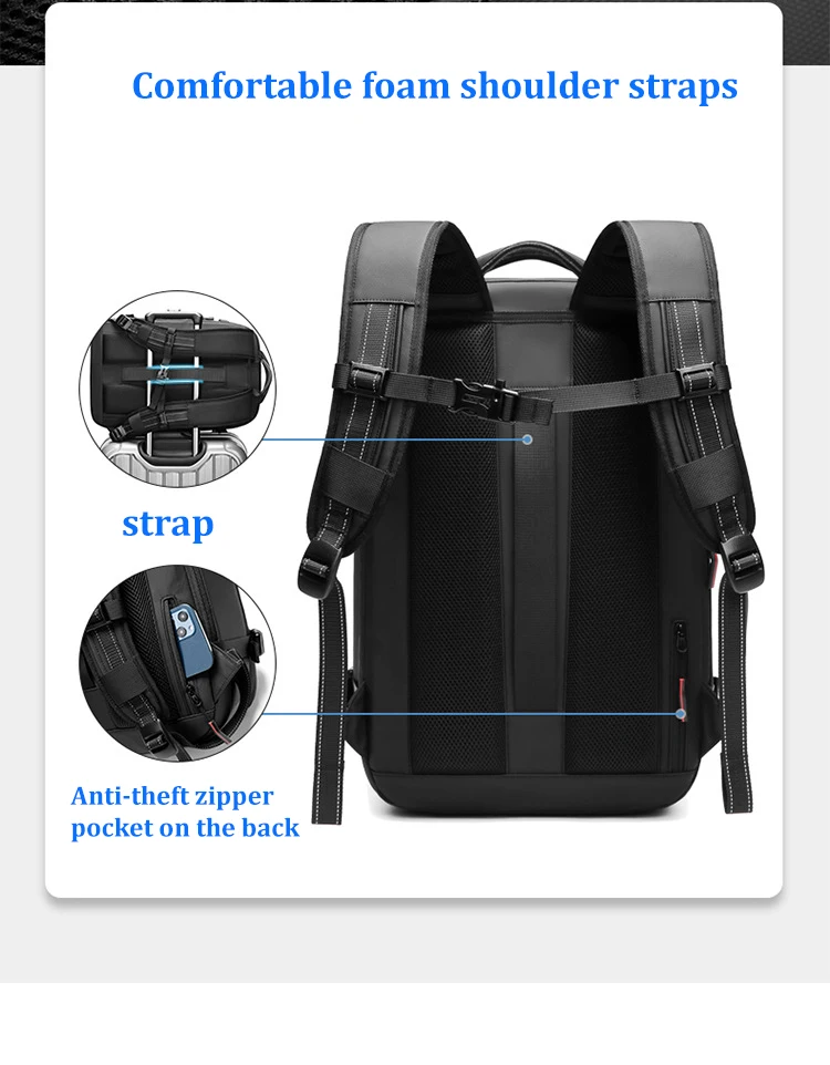 Men Travel Backpack Vacuum Compression Laptop Backpack 17 inch Extended Large Capacity School Backpack Hiking Business Backpack