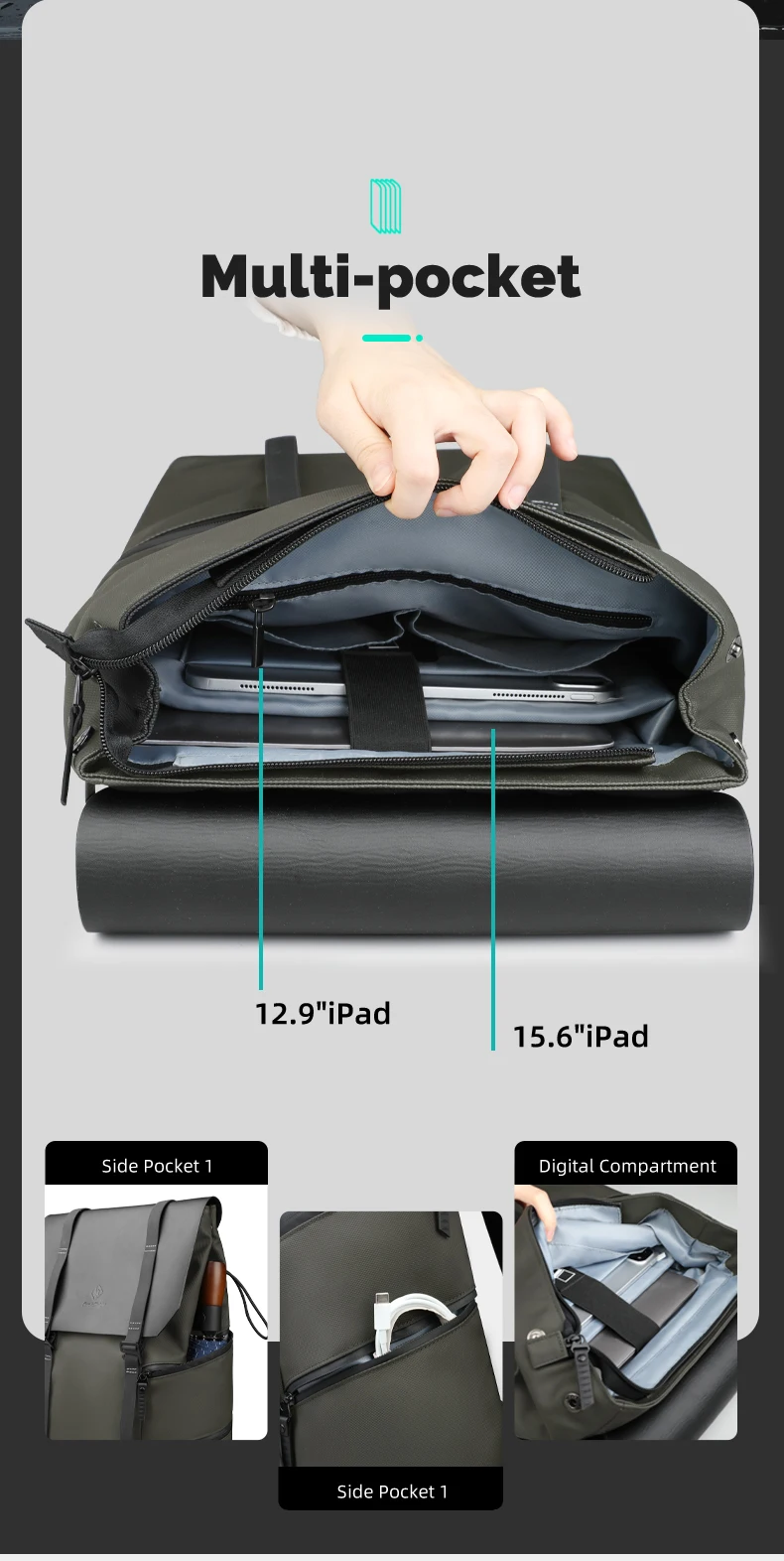 Heroic Knight 15.6" Casual Laptop Backpack Men Waterproof Large Capacity Travel Backpack Fashion Male Business Commuter Bag Pack