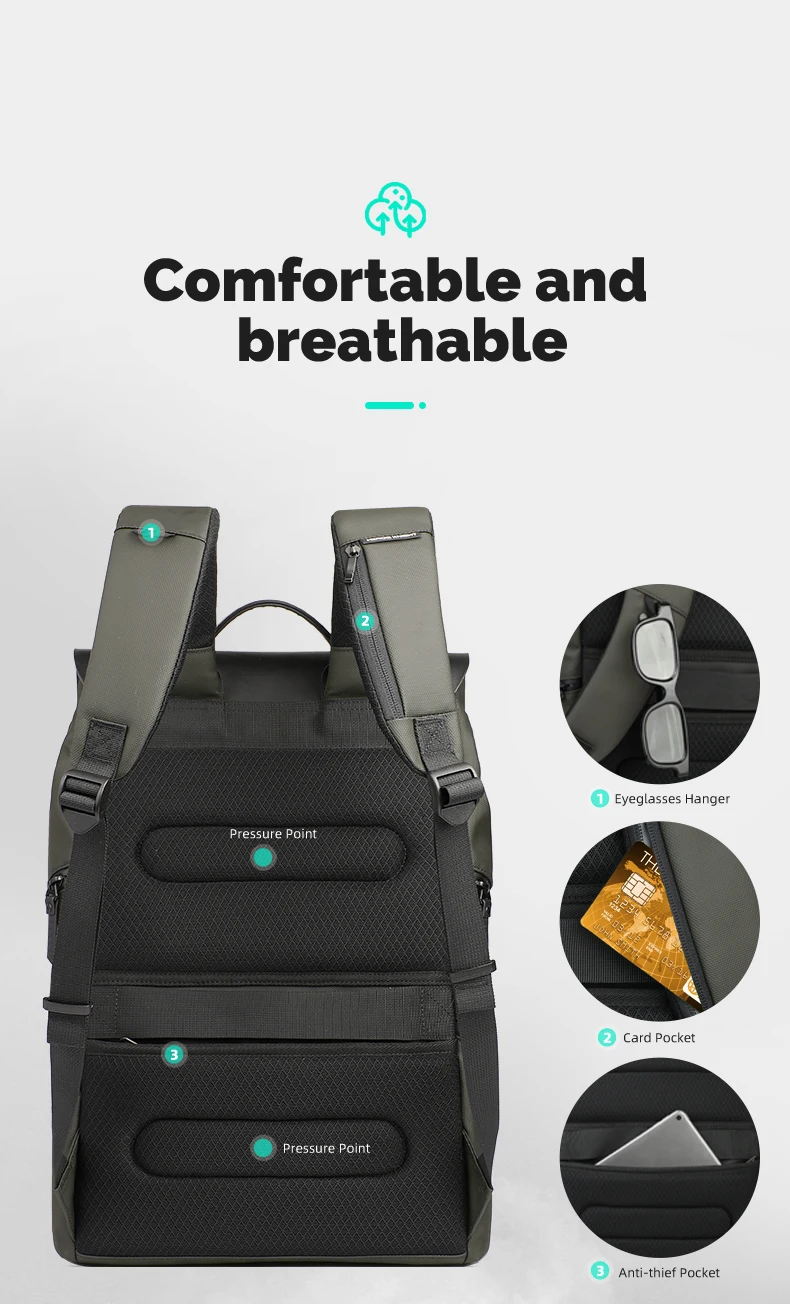 Heroic Knight 15.6" Casual Laptop Backpack Men Waterproof Large Capacity Travel Backpack Fashion Male Business Commuter Bag Pack