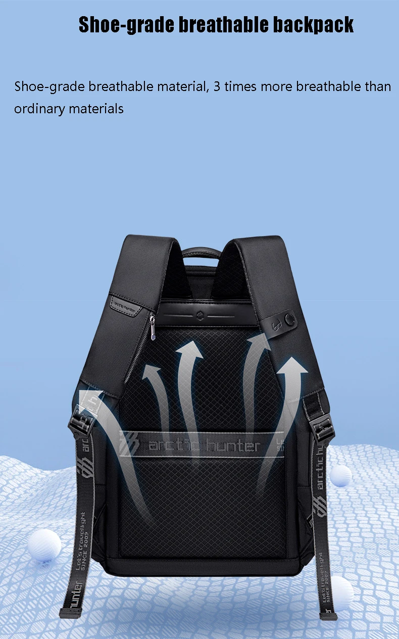 Arctic Hunter High-End Business Men's Backpack Travel Multi-Functional Anti-Splashing Large-Capacity Computer Backpack