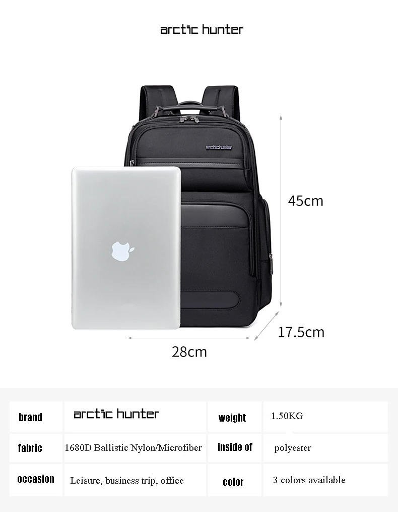 Arctic Hunter High-End Business Men's Backpack Travel Multi-Functional Anti-Splashing Large-Capacity Computer Backpack