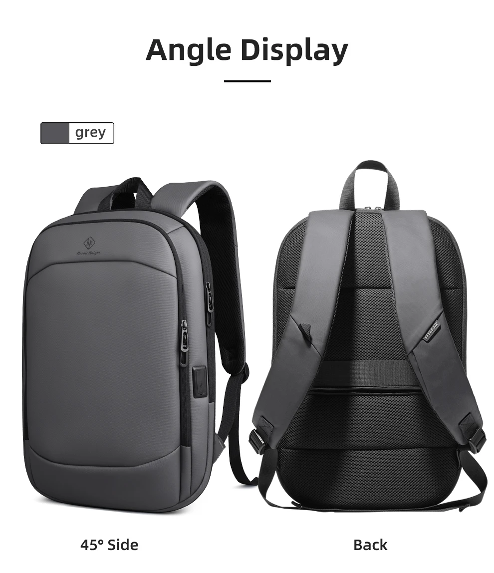 HK Business Backpack for Men 17 Inch Laptop Backpack with USB Port Slim Expandable Waterproof Travel Bag Large Work Computer Bag