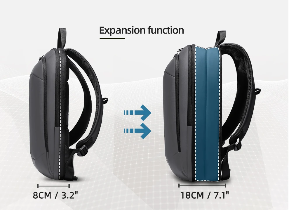 HK Business Backpack for Men 17 Inch Laptop Backpack with USB Port Slim Expandable Waterproof Travel Bag Large Work Computer Bag