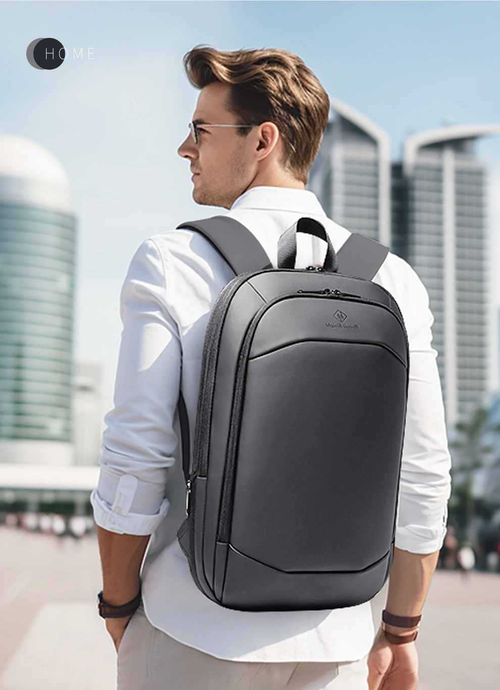 HK Business Backpack for Men 17 Inch Laptop Backpack with USB Port Slim Expandable Waterproof Travel Bag Large Work Computer Bag