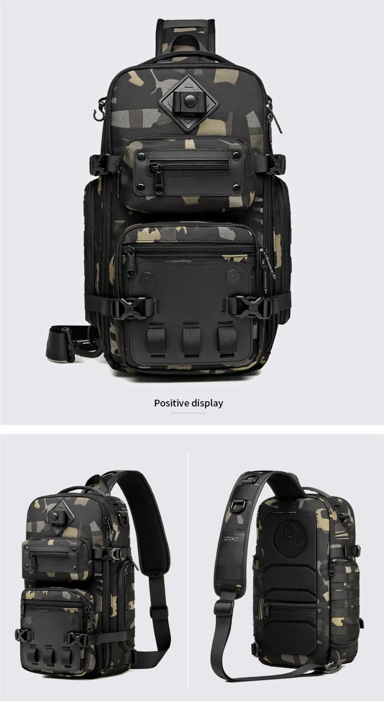 Ozuko Tactical Bag Outdoor Tactical One Shoulder Crossbody Bag High Capacity Waterproof Sports Bag For Man