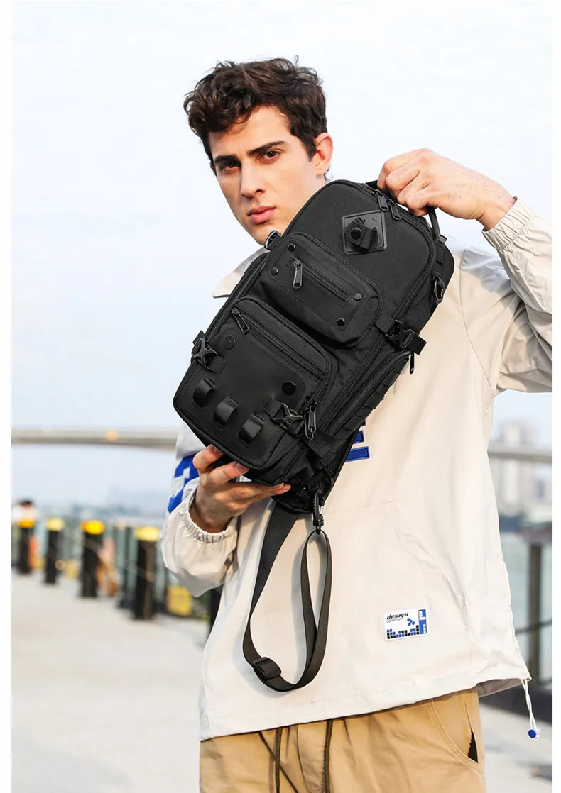 Ozuko Tactical Bag Outdoor Tactical One Shoulder Crossbody Bag High Capacity Waterproof Sports Bag For Man