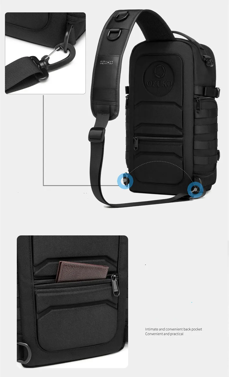 Ozuko Tactical Bag Outdoor Tactical One Shoulder Crossbody Bag High Capacity Waterproof Sports Bag For Man