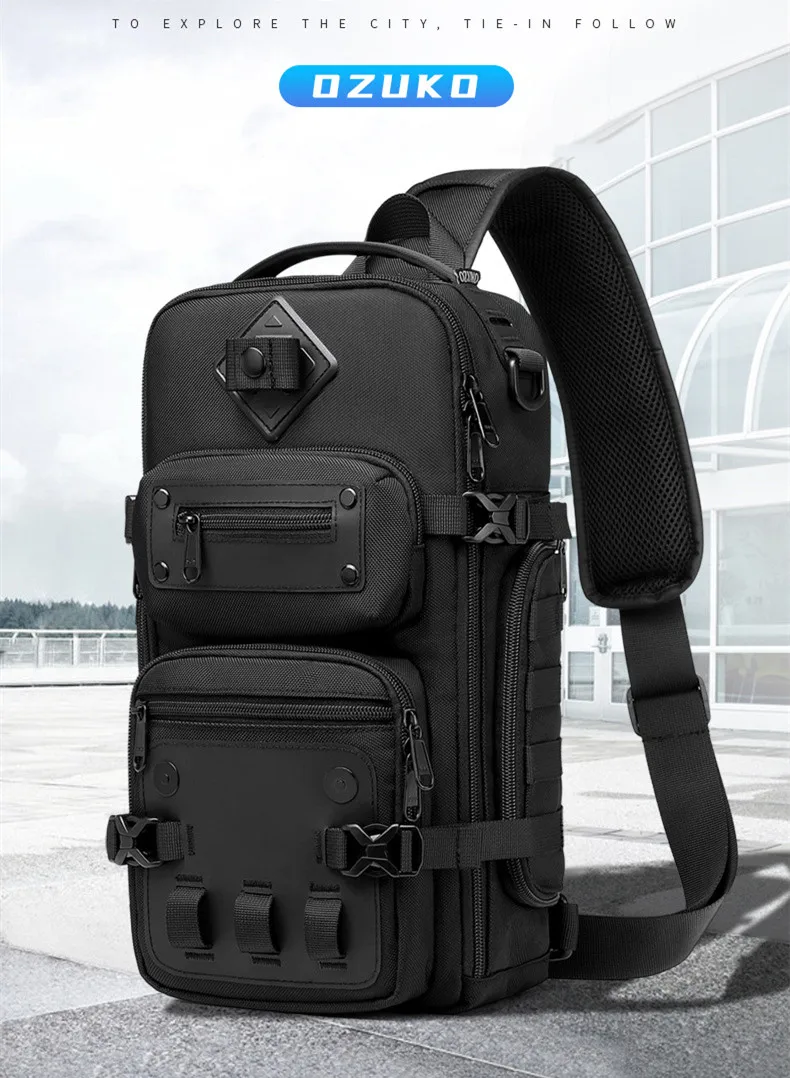 Ozuko Tactical Bag Outdoor Tactical One Shoulder Crossbody Bag High Capacity Waterproof Sports Bag For Man