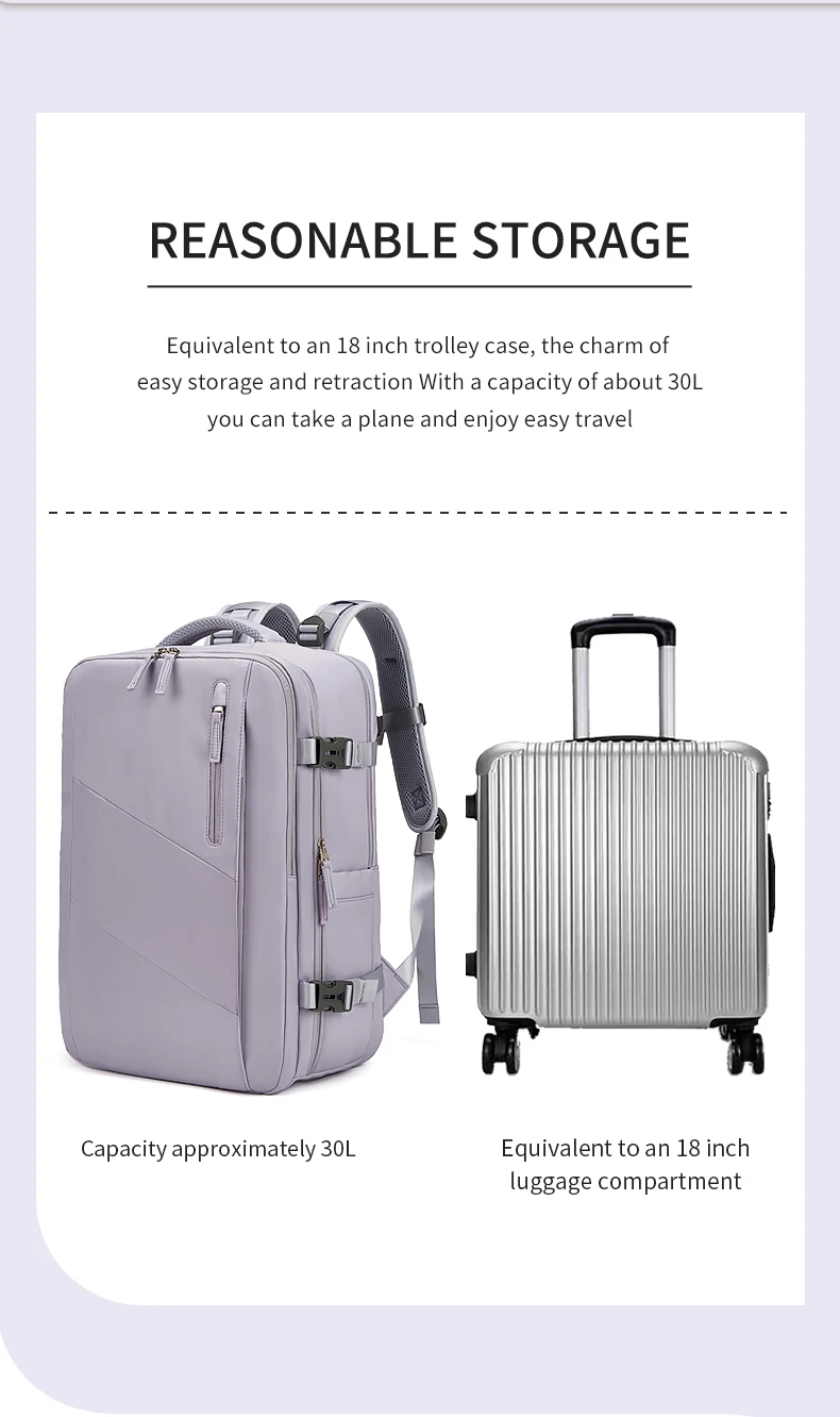 Woman Travel Backpack Business 16 Inch Laptop Backpack Fashion School Backpack USB Charging Waterproof Backpack With Shoe Bag