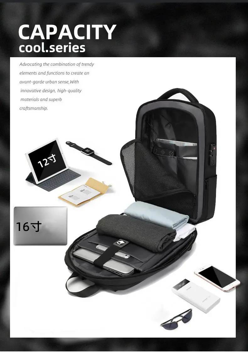 ABS EVA Hard Shell Fashion Multifunction Series Backpack Men Anti Theft Waterproof Laptop Backpack Business Travel Backpack Hot