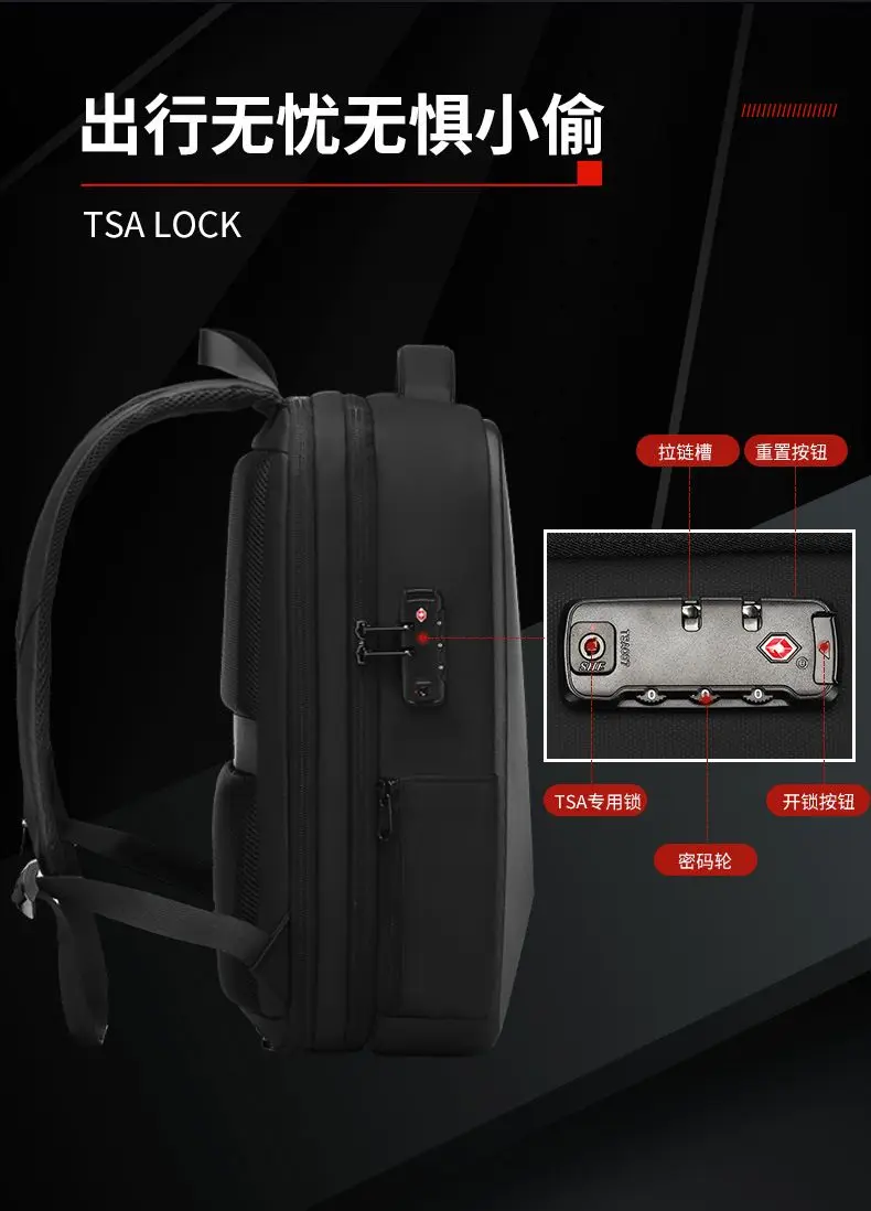 ABS EVA Hard Shell Fashion Multifunction Series Backpack Men Anti Theft Waterproof Laptop Backpack Business Travel Backpack Hot
