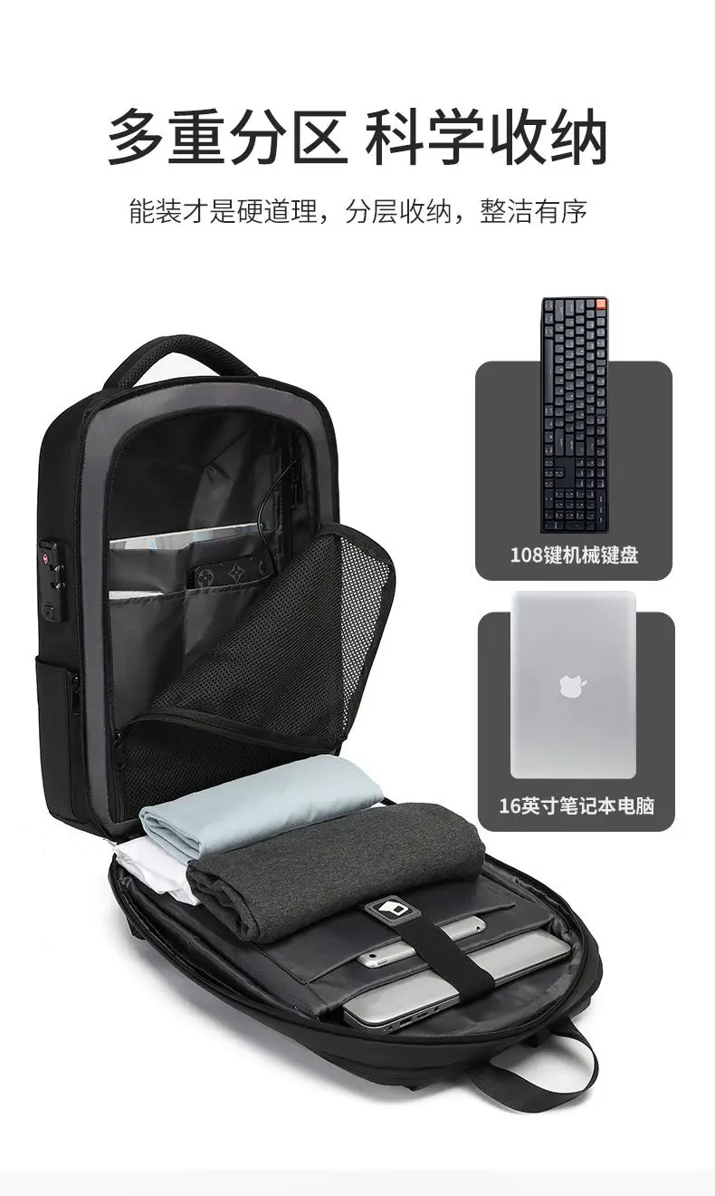 ABS EVA Hard Shell Fashion Multifunction Series Backpack Men Anti Theft Waterproof Laptop Backpack Business Travel Backpack Hot