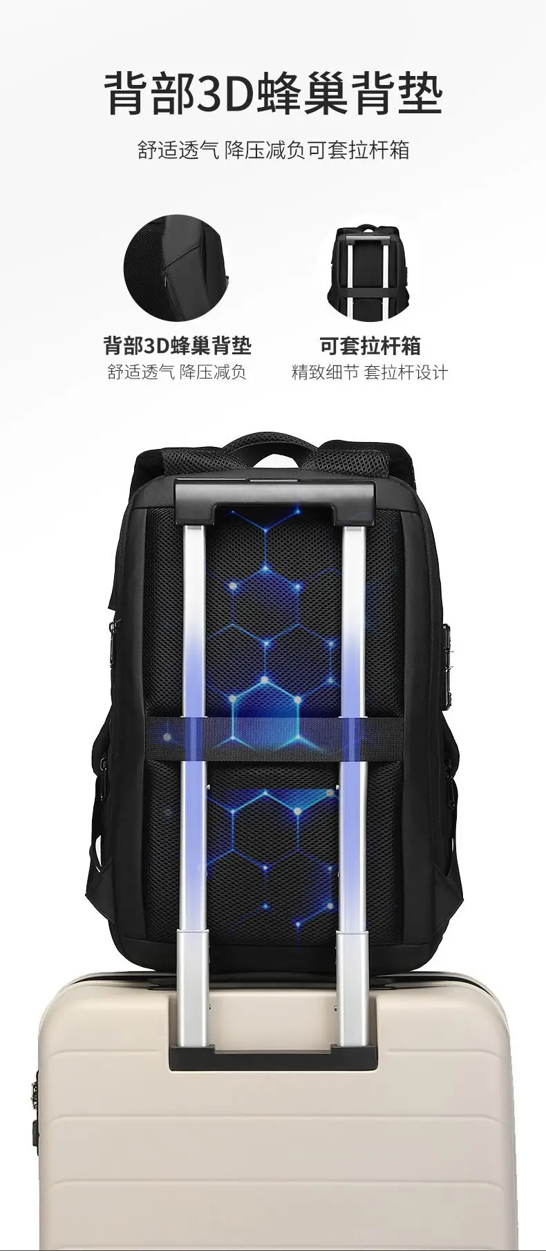 ABS EVA Hard Shell Fashion Multifunction Series Backpack Men Anti Theft Waterproof Laptop Backpack Business Travel Backpack Hot