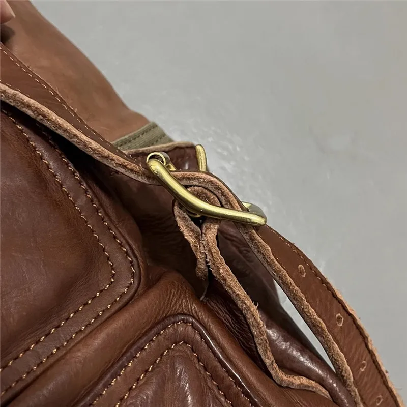 Vintage Luxury Genuine Leather Large Capacity Men's Backpacks Outdoor Daily Travel Handmade Soft Real Cowhide Laptop Schoolbags