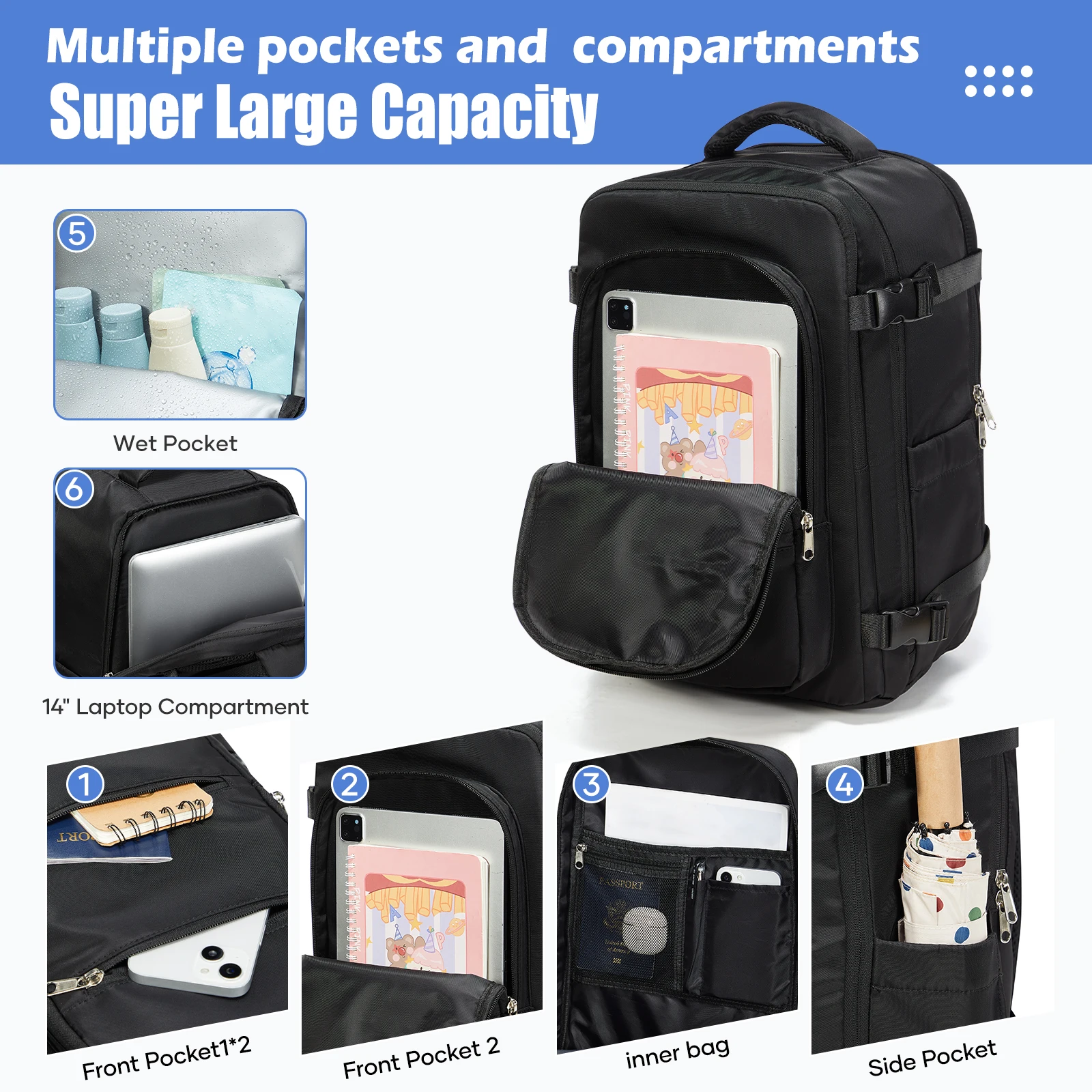 Vacuum Bag for Clothing,Backpack Hand Luggage Aircraft,Travel Essentials Vacuum Backpack Hand Luggage 40x30x20, Men Backpack