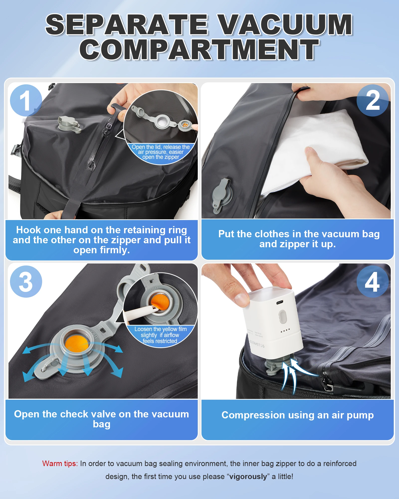 Vacuum Bag for Clothing,Backpack Hand Luggage Aircraft,Travel Essentials Vacuum Backpack Hand Luggage 40x30x20, Men Backpack