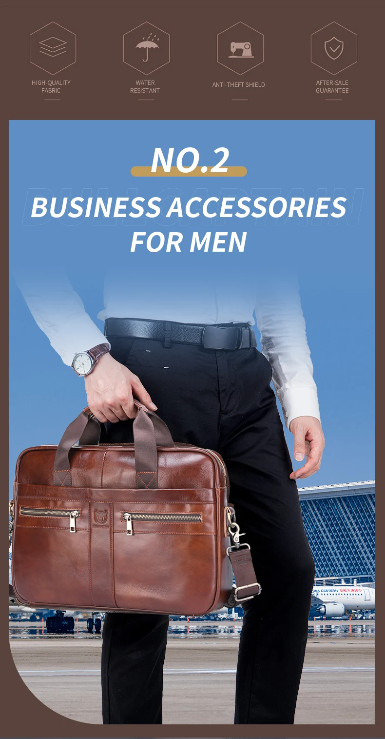 BULLCAPTAIN Men Briefcase Bag High Quality Business Leather Shoulder Messenger Bags Office Handbag 14 inch Laptop Bag