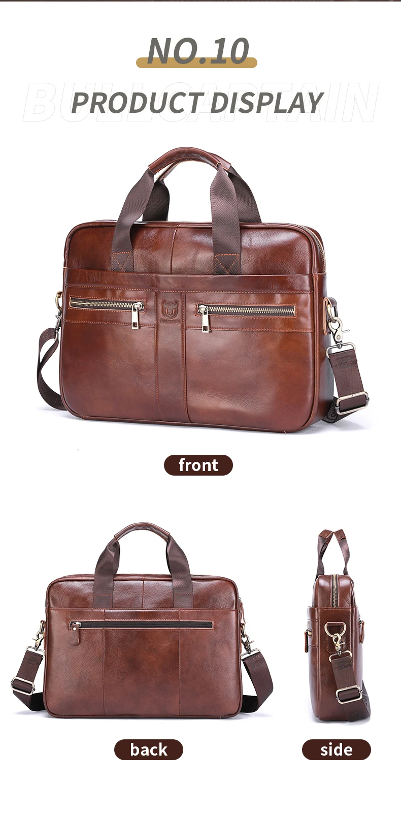BULLCAPTAIN Men Briefcase Bag High Quality Business Leather Shoulder Messenger Bags Office Handbag 14 inch Laptop Bag