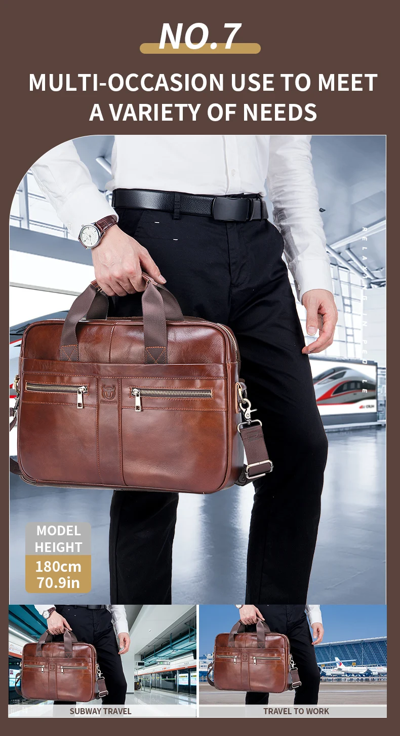 BULLCAPTAIN Men Briefcase Bag High Quality Business Leather Shoulder Messenger Bags Office Handbag 14 inch Laptop Bag
