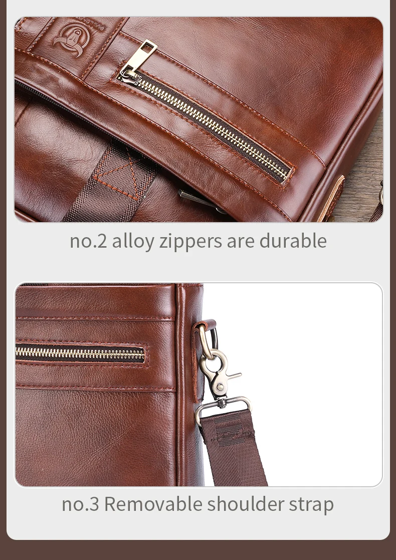 BULLCAPTAIN Men Briefcase Bag High Quality Business Leather Shoulder Messenger Bags Office Handbag 14 inch Laptop Bag