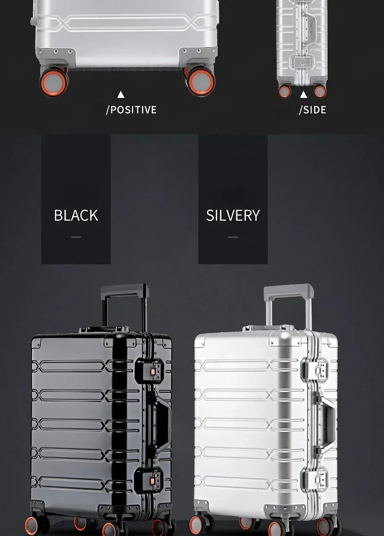 EU STOCK All Aluminum Travel Suitcase high-quality Business Rolling Luggage on Wheels Trolley 20inch Carry-Ons Cabin Suitcase