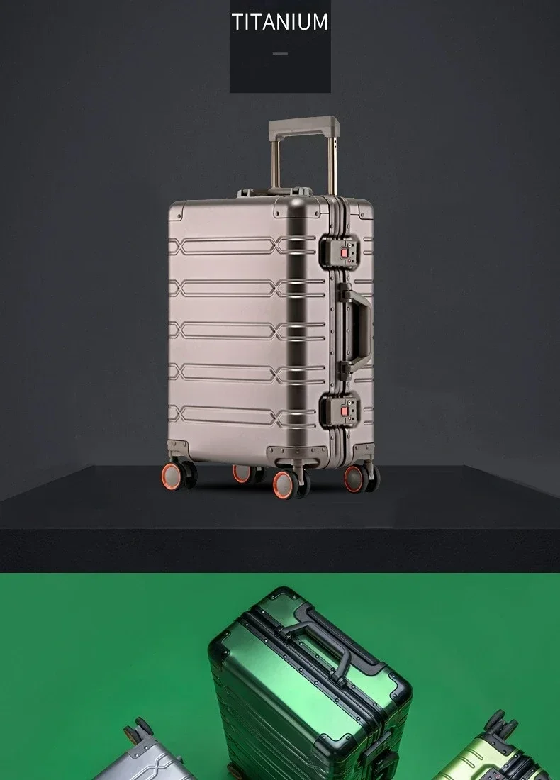 EU STOCK All Aluminum Travel Suitcase high-quality Business Rolling Luggage on Wheels Trolley 20inch Carry-Ons Cabin Suitcase