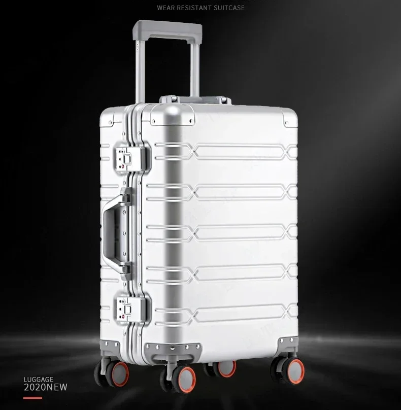 EU STOCK All Aluminum Travel Suitcase high-quality Business Rolling Luggage on Wheels Trolley 20inch Carry-Ons Cabin Suitcase