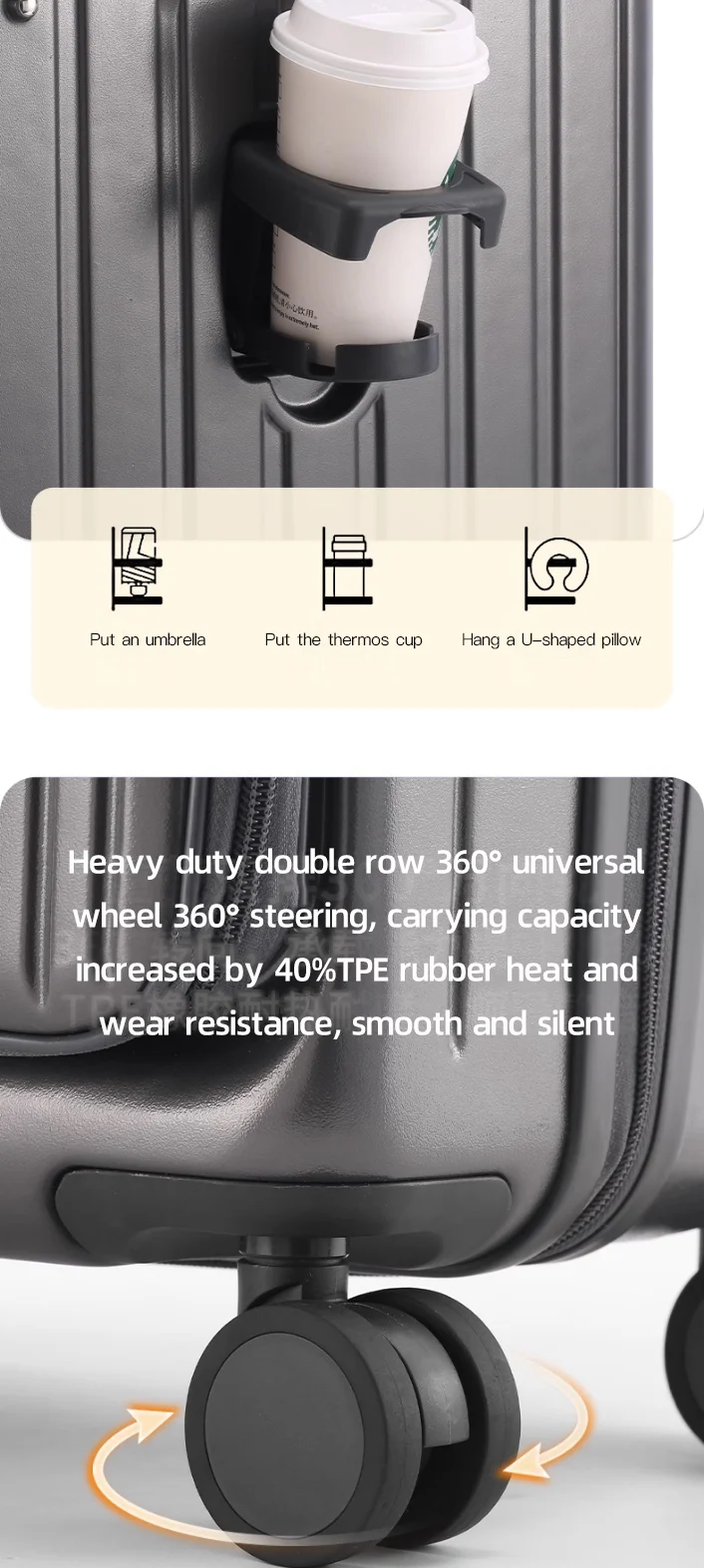 SUSHIMU Trolley Case Travel Suitcase Boarding Case Password Box Suitcase Portable Wheel Rolling Luggage Bag Front opening