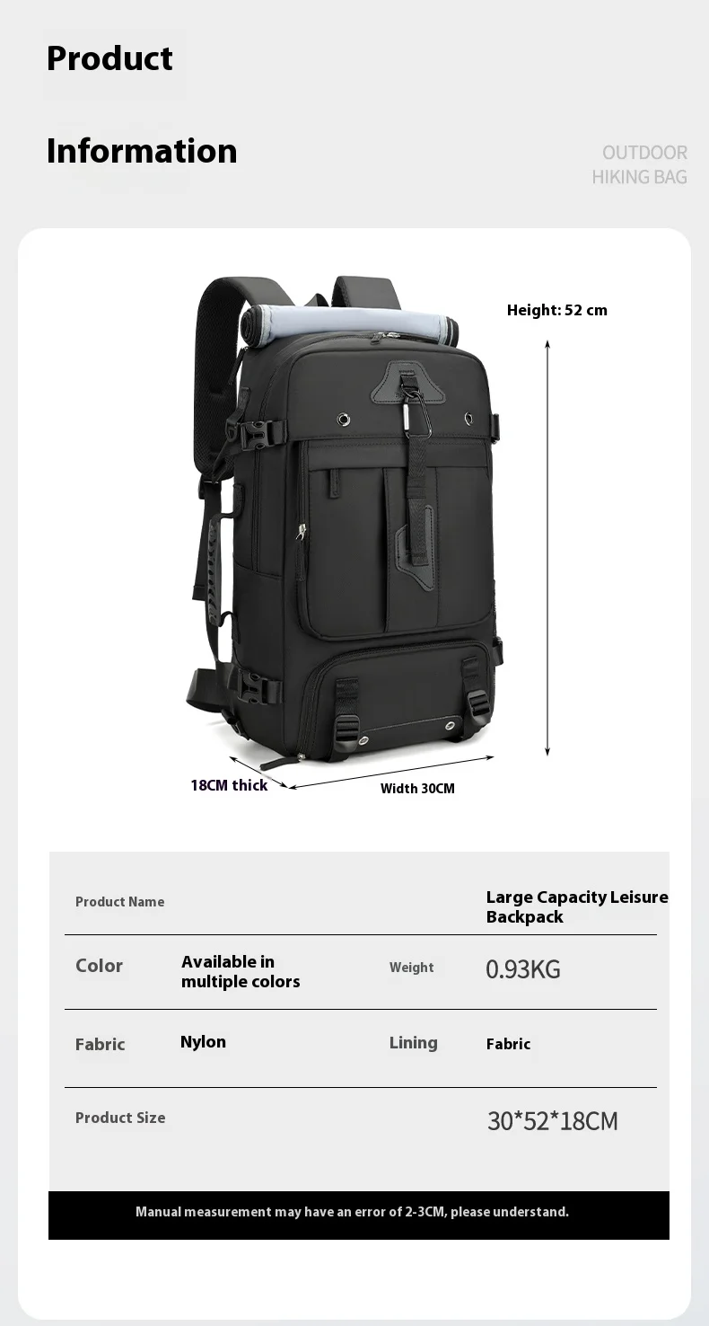 Cross Border Backpack for Men with a High-End Feel, Large Capacity Crossbody Backpack, Portable Travel Bag, Outdoor Hiking Backp