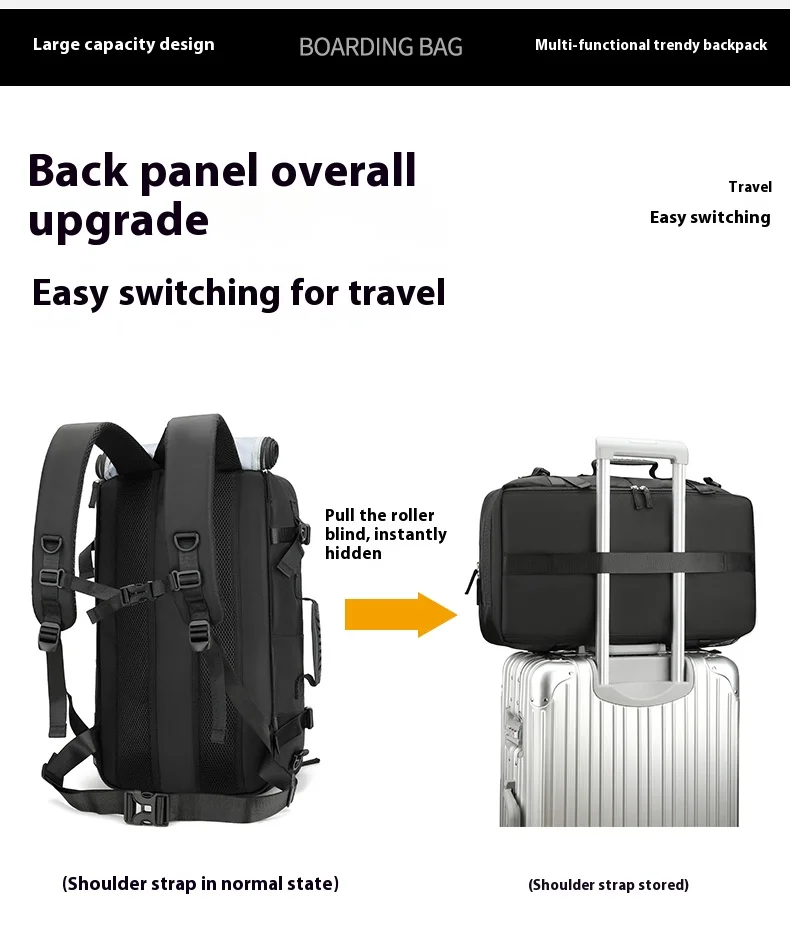 Cross Border Backpack for Men with a High-End Feel, Large Capacity Crossbody Backpack, Portable Travel Bag, Outdoor Hiking Backp