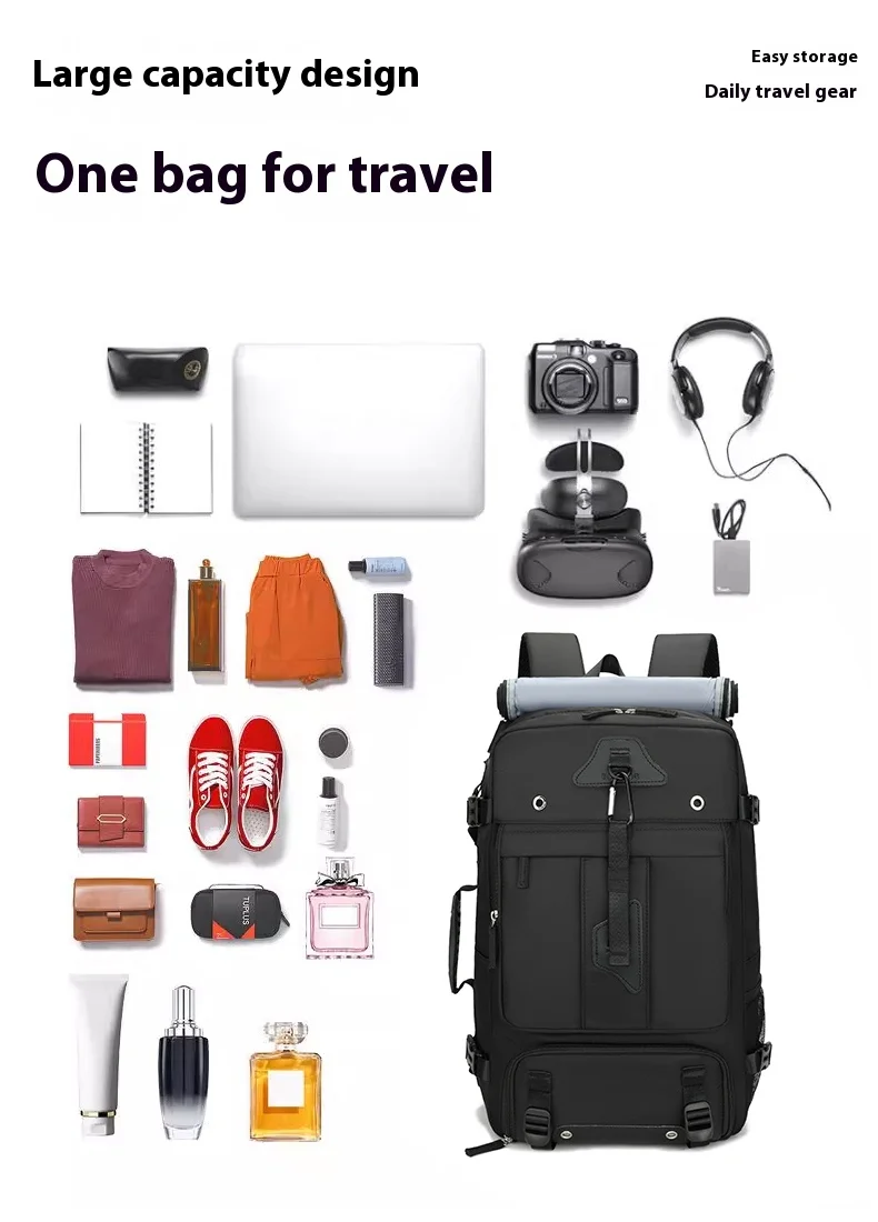 Cross Border Backpack for Men with a High-End Feel, Large Capacity Crossbody Backpack, Portable Travel Bag, Outdoor Hiking Backp