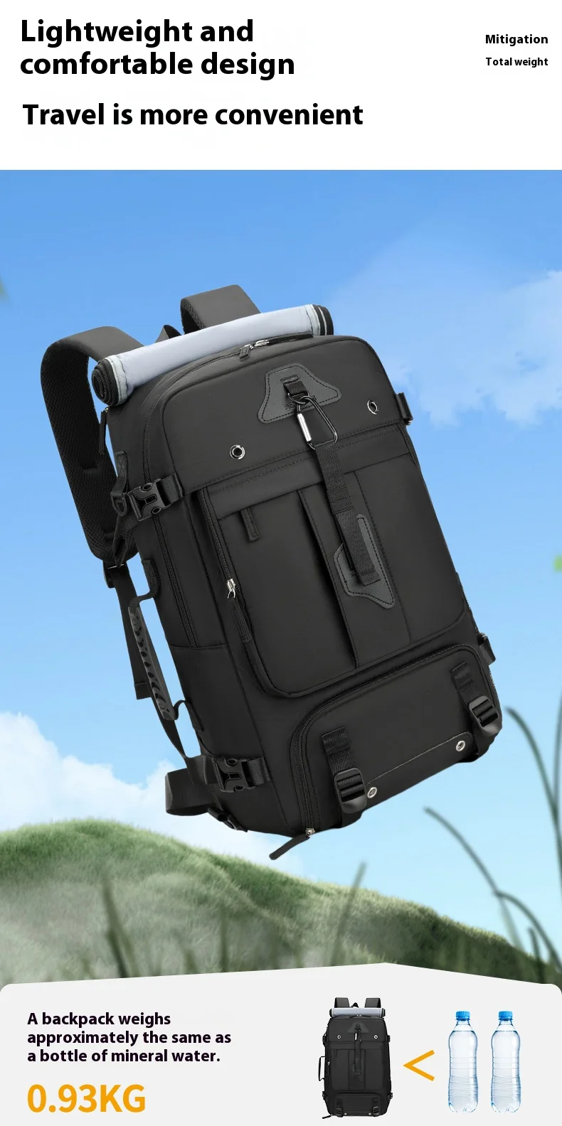 Cross Border Backpack for Men with a High-End Feel, Large Capacity Crossbody Backpack, Portable Travel Bag, Outdoor Hiking Backp
