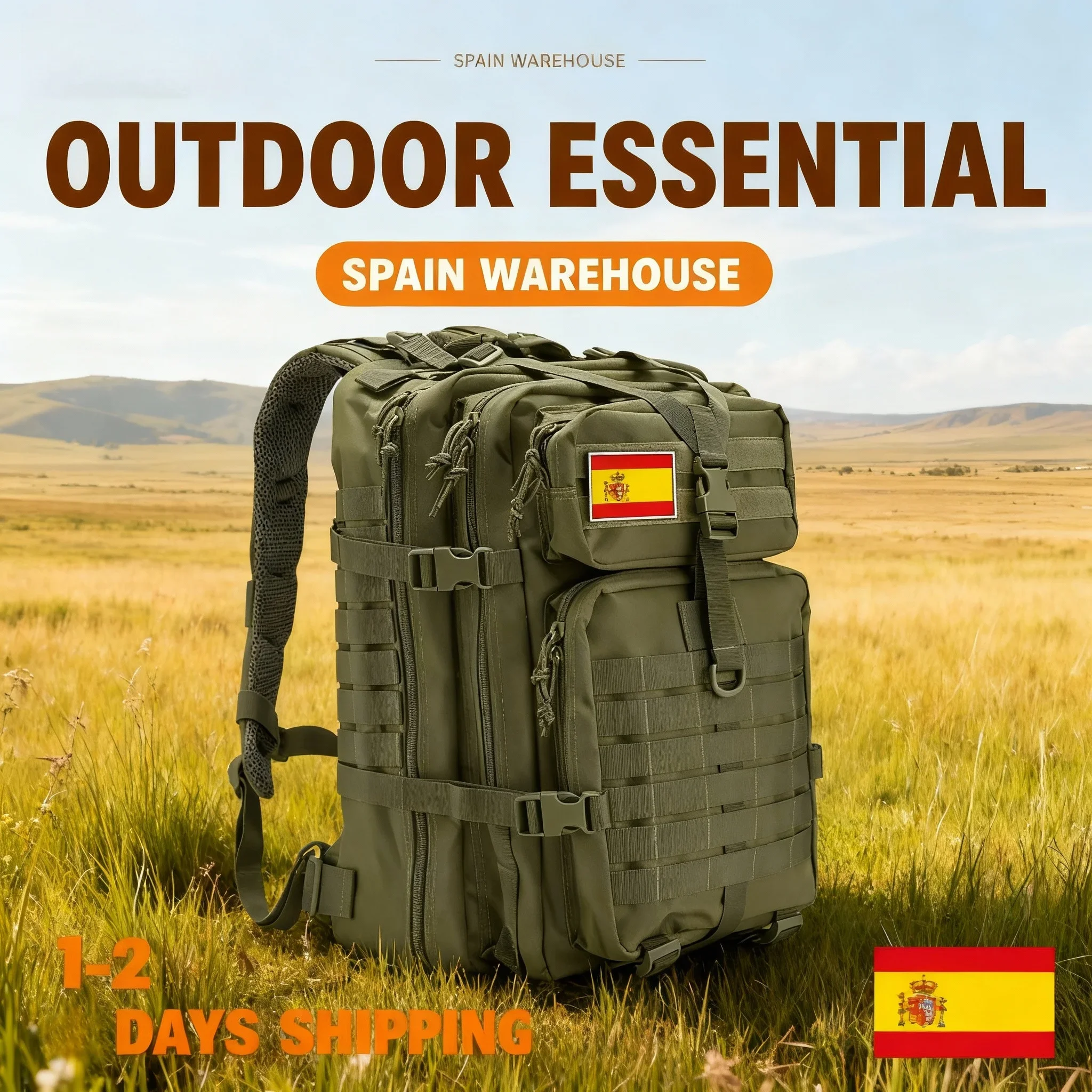 Spain Warehouse 3-Day Assault Pack 50L Tactical Backpack Molle System Camouflage Waterproof Large Capacity Outdoor Camping Bag