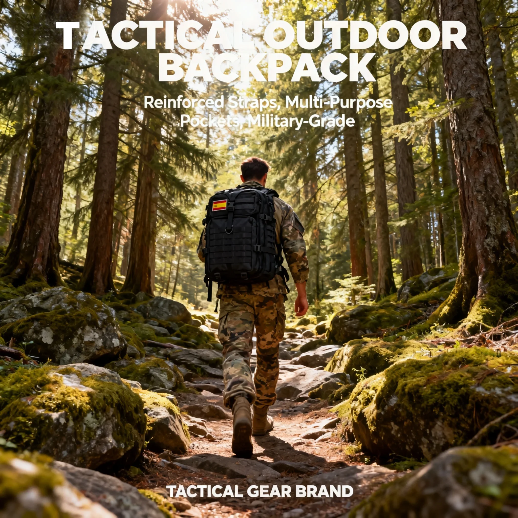 Spain Warehouse 3-Day Assault Pack 50L Tactical Backpack Molle System Camouflage Waterproof Large Capacity Outdoor Camping Bag