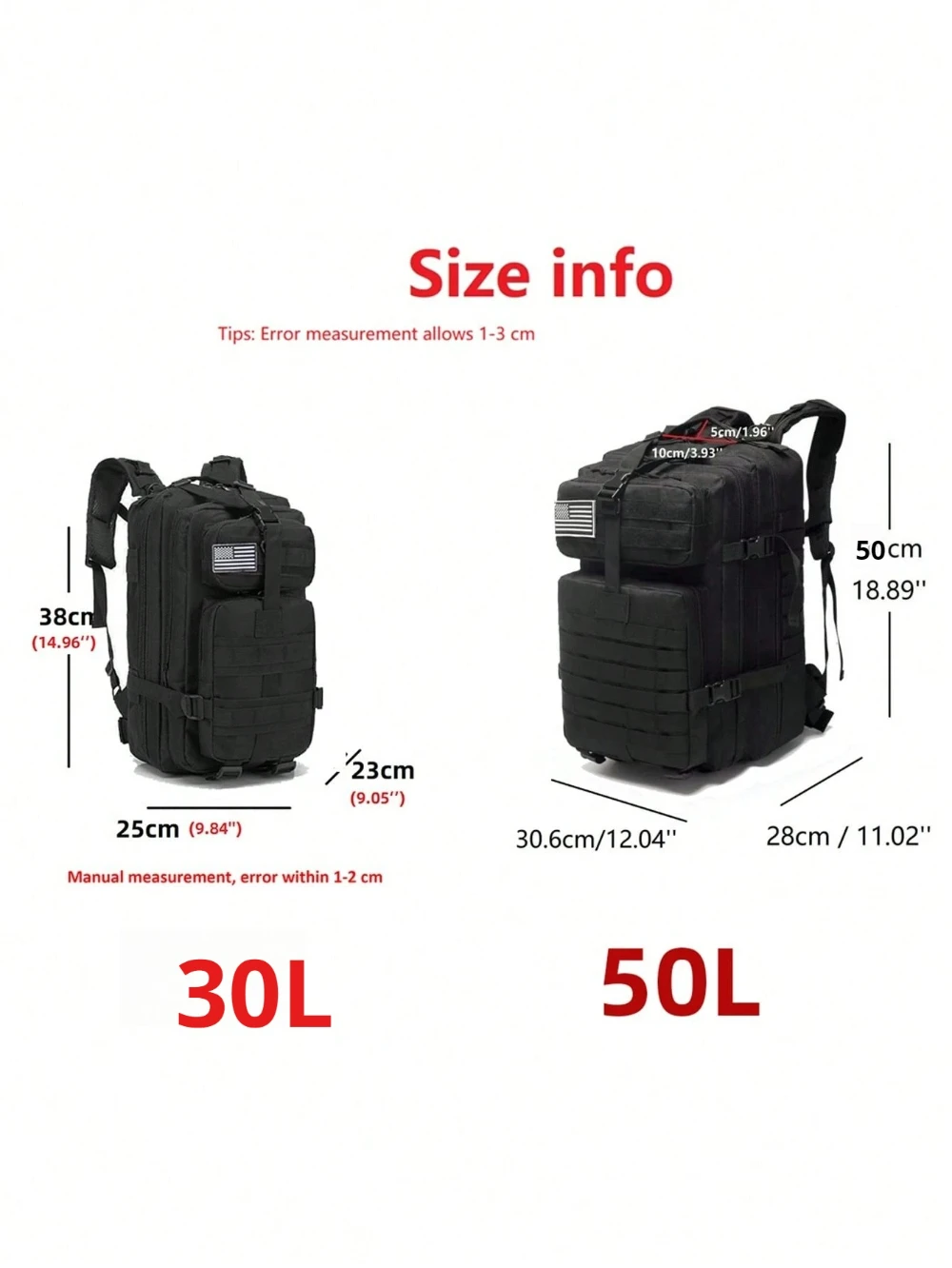 Spain Warehouse 3-Day Assault Pack 50L Tactical Backpack Molle System Camouflage Waterproof Large Capacity Outdoor Camping Bag