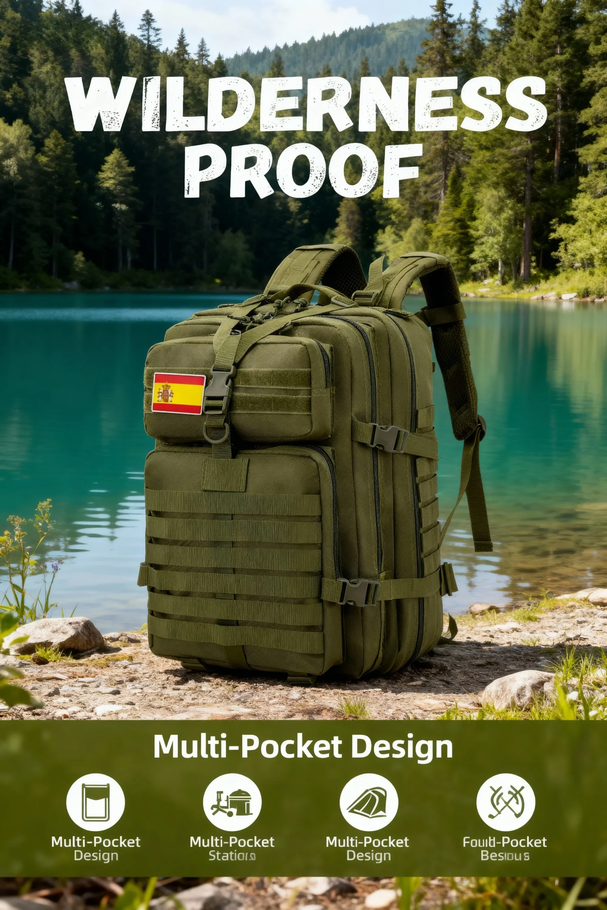 Spain Warehouse 3-Day Assault Pack 50L Tactical Backpack Molle System Camouflage Waterproof Large Capacity Outdoor Camping Bag