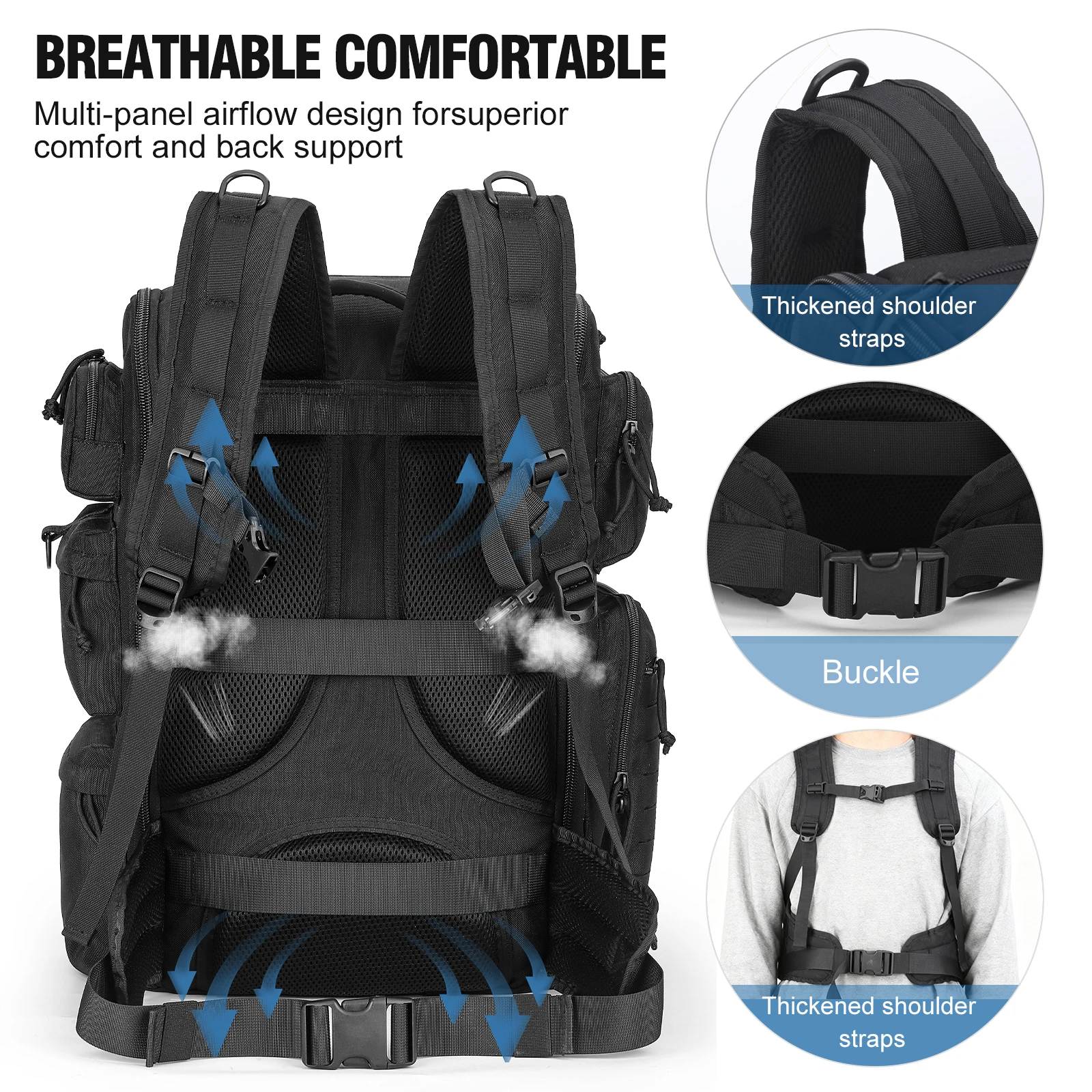 Men's Duffel Bag with Large Capacity Modular System, Multi-Compartment Design with Shoe Storage Space