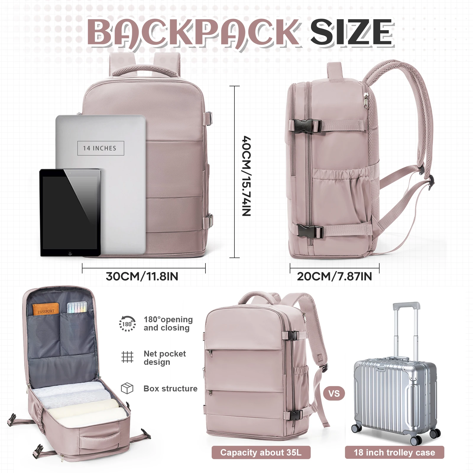 Ryanair 40x30x20 Travel Backpack Wizzair Cabin Bag Unisex Women Men Laptop Backpack Outdoor Student School Backpack Vacuum Bag