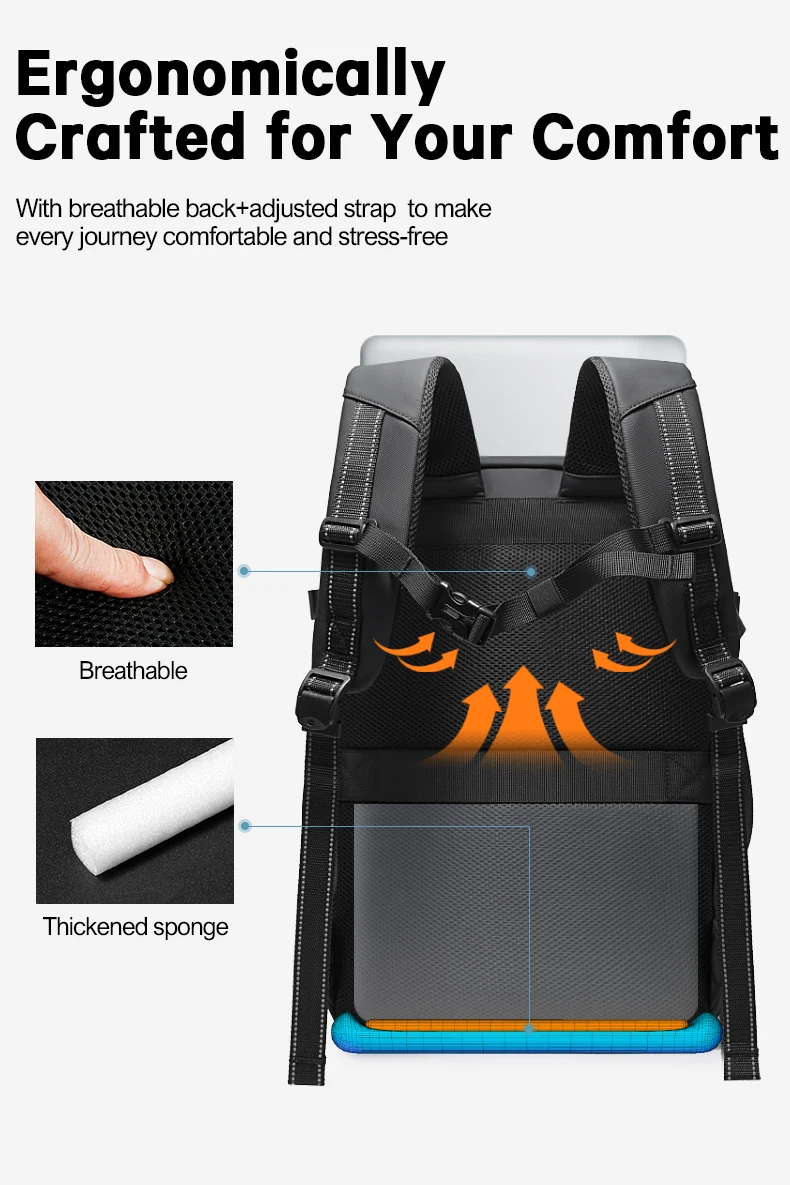 BANGE Anti-Theft Vacuum Compression Backpacks Men Travel Backpack Lock Bag Large Capacity 16 Laptop Bags For School Cabin Bags