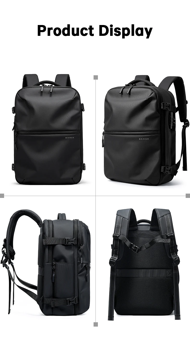 BANGE Anti-Theft Vacuum Compression Backpacks Men Travel Backpack Lock Bag Large Capacity 16 Laptop Bags For School Cabin Bags