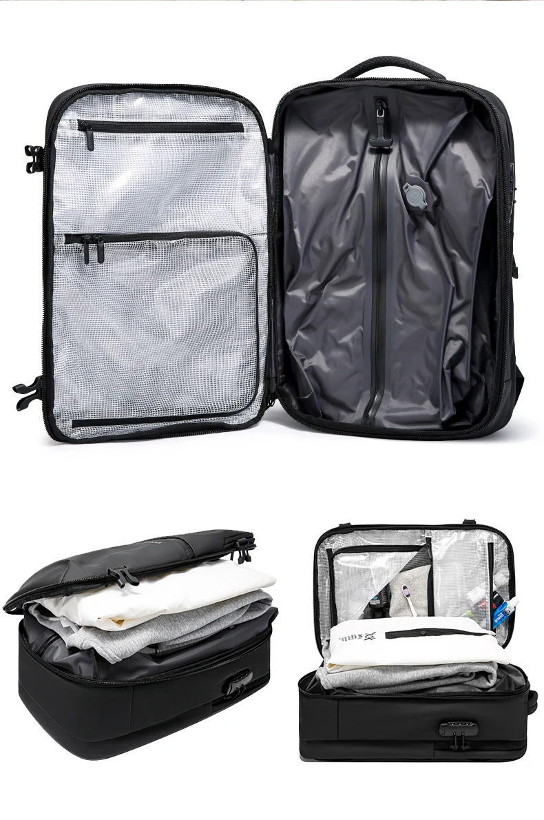 BANGE Anti-Theft Vacuum Compression Backpacks Men Travel Backpack Lock Bag Large Capacity 16 Laptop Bags For School Cabin Bags