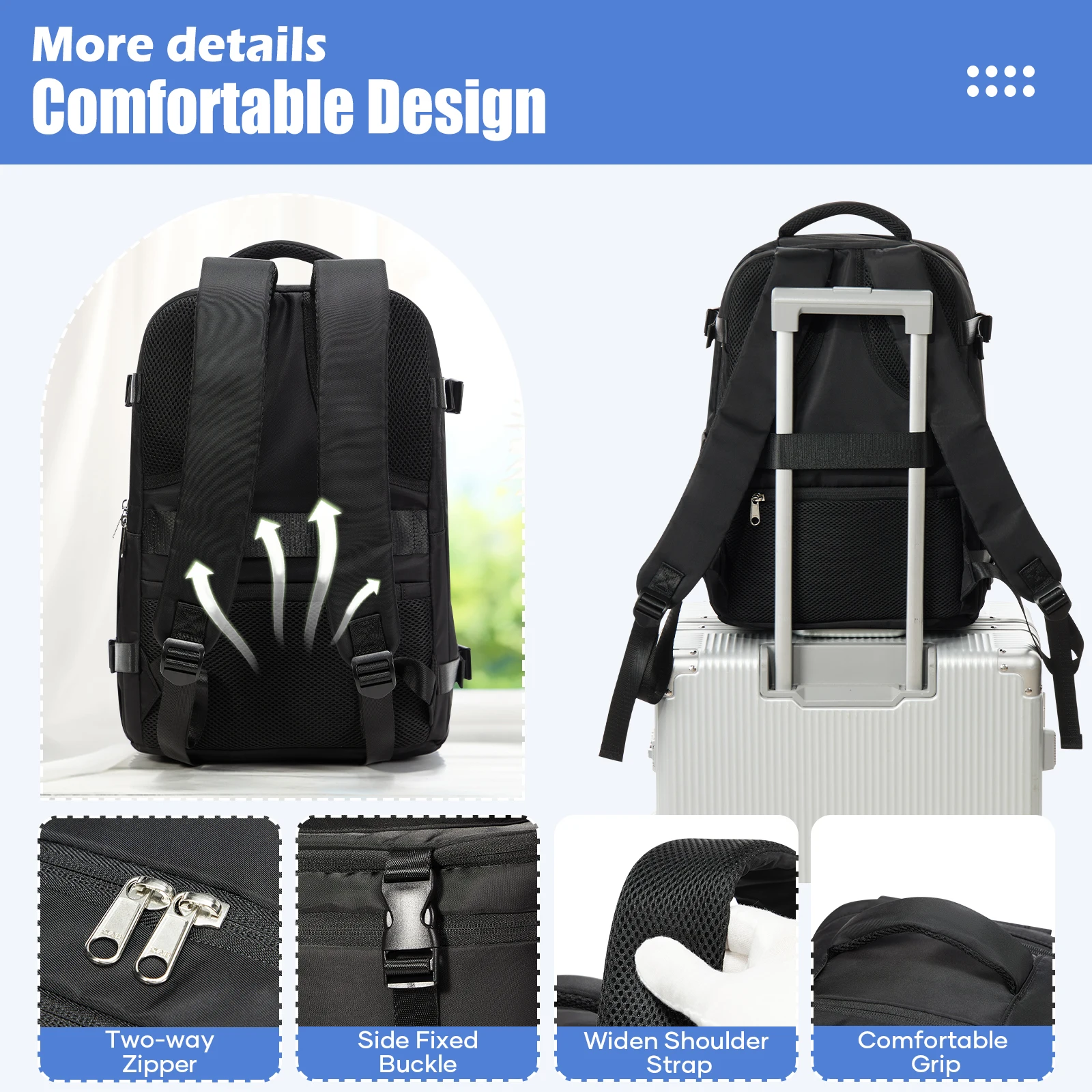 Ryanair 40x30x20 Travel Backpack,Airplane Cabin Backpack For EasyJet Wizzair, Vacuum Compression Backpack Men Laptop Backpack