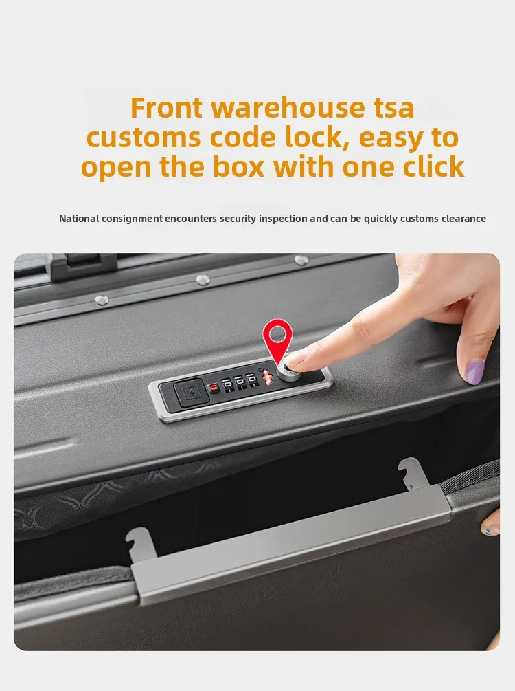 KLQDZMS Front Opening Compartment Multifunctional Aluminum Frame Luggage 20/24/26 Inch Large Capacity Password Travel Suitcase