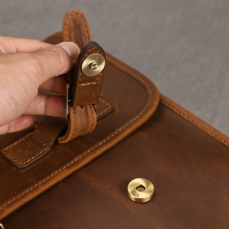 Men Genuine Leather Big Briefcase 14 inch Laptop Business Bag Cowhide Laptop Handbag Notebooks Mens Work Tote Big Shoulder Bag