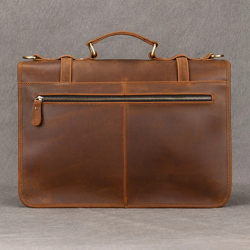 Men Genuine Leather Big Briefcase 14 inch Laptop Business Bag Cowhide Laptop Handbag Notebooks Mens Work Tote Big Shoulder Bag
