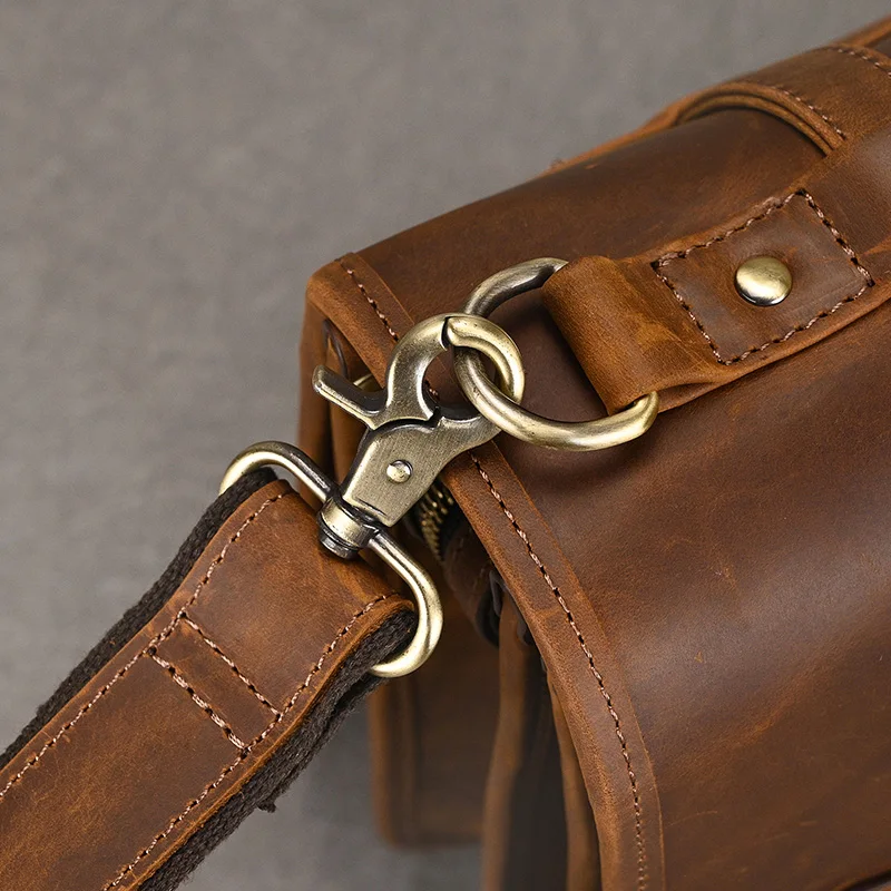 Men Genuine Leather Big Briefcase 14 inch Laptop Business Bag Cowhide Laptop Handbag Notebooks Mens Work Tote Big Shoulder Bag